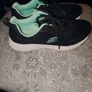 Skechers Women's Black and Mint Sneakers